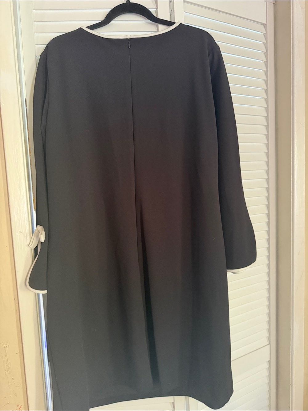 Black Shift Dress with White Trim - Classic Women's Dress Adrianna Papell - Picture 6 of 6